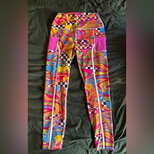 Peloton Brittany Allen printed cargo Leggings Pink, Blue, Yellow